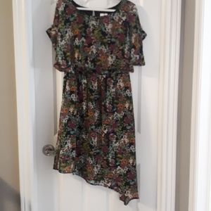 Floral Asymmetrical Short Sleeve dress